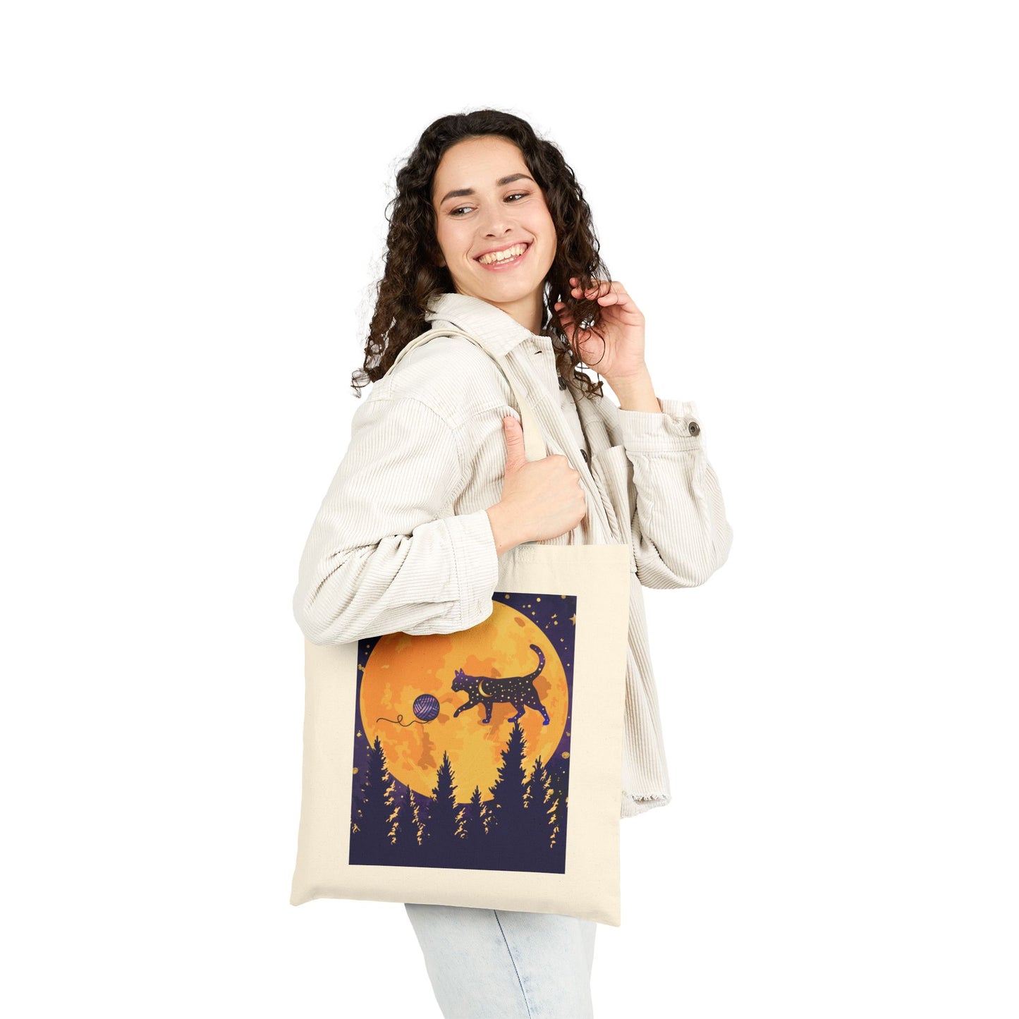 Star Cat Canvas Tote Bag
