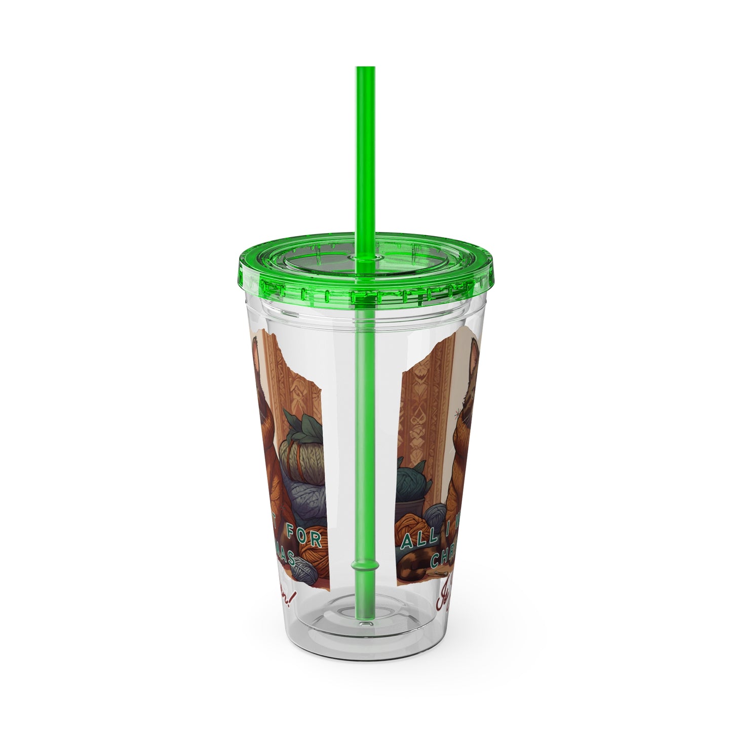 All I want for Christmas is Yarn Tumbler with Straw, 16oz