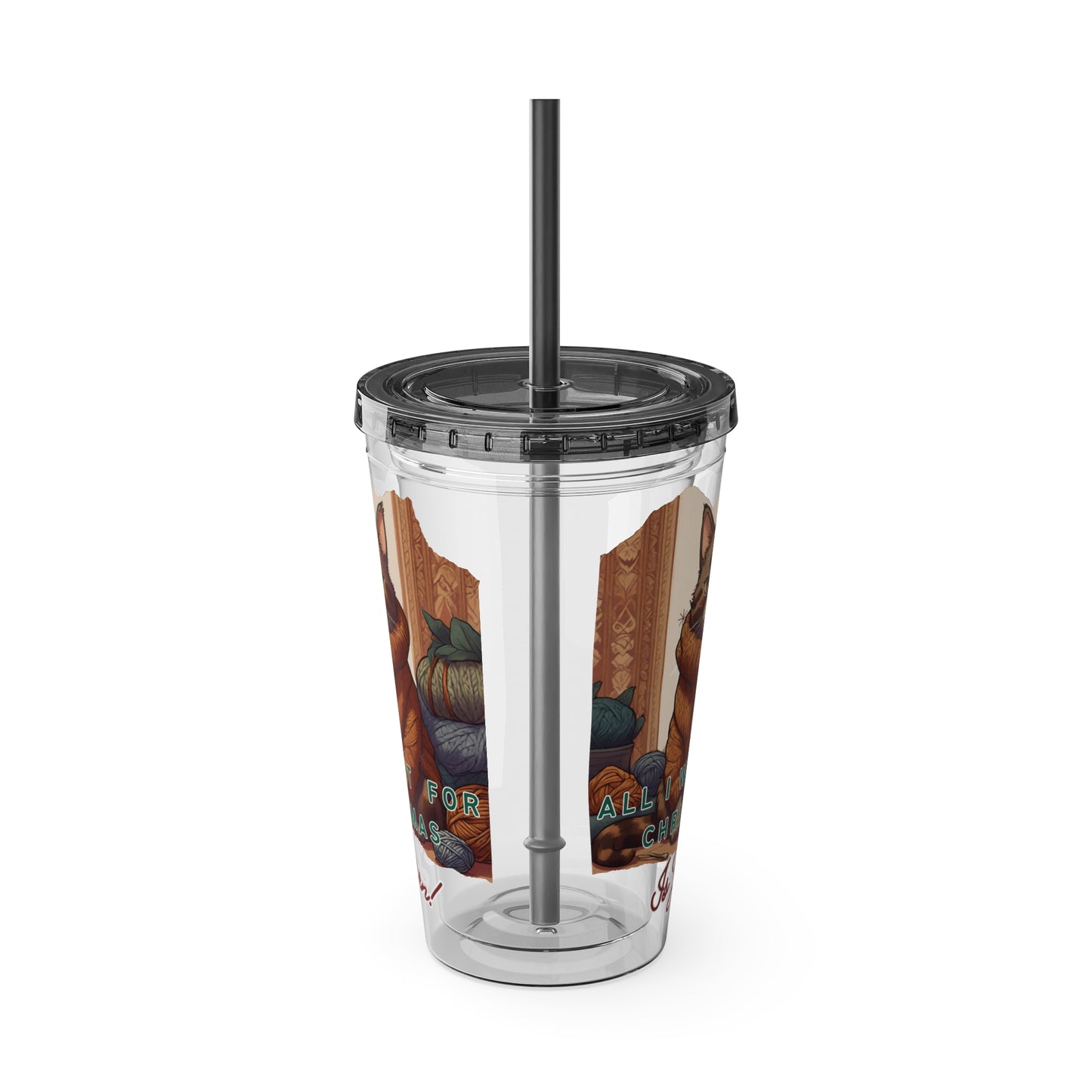 All I want for Christmas is Yarn Tumbler with Straw, 16oz