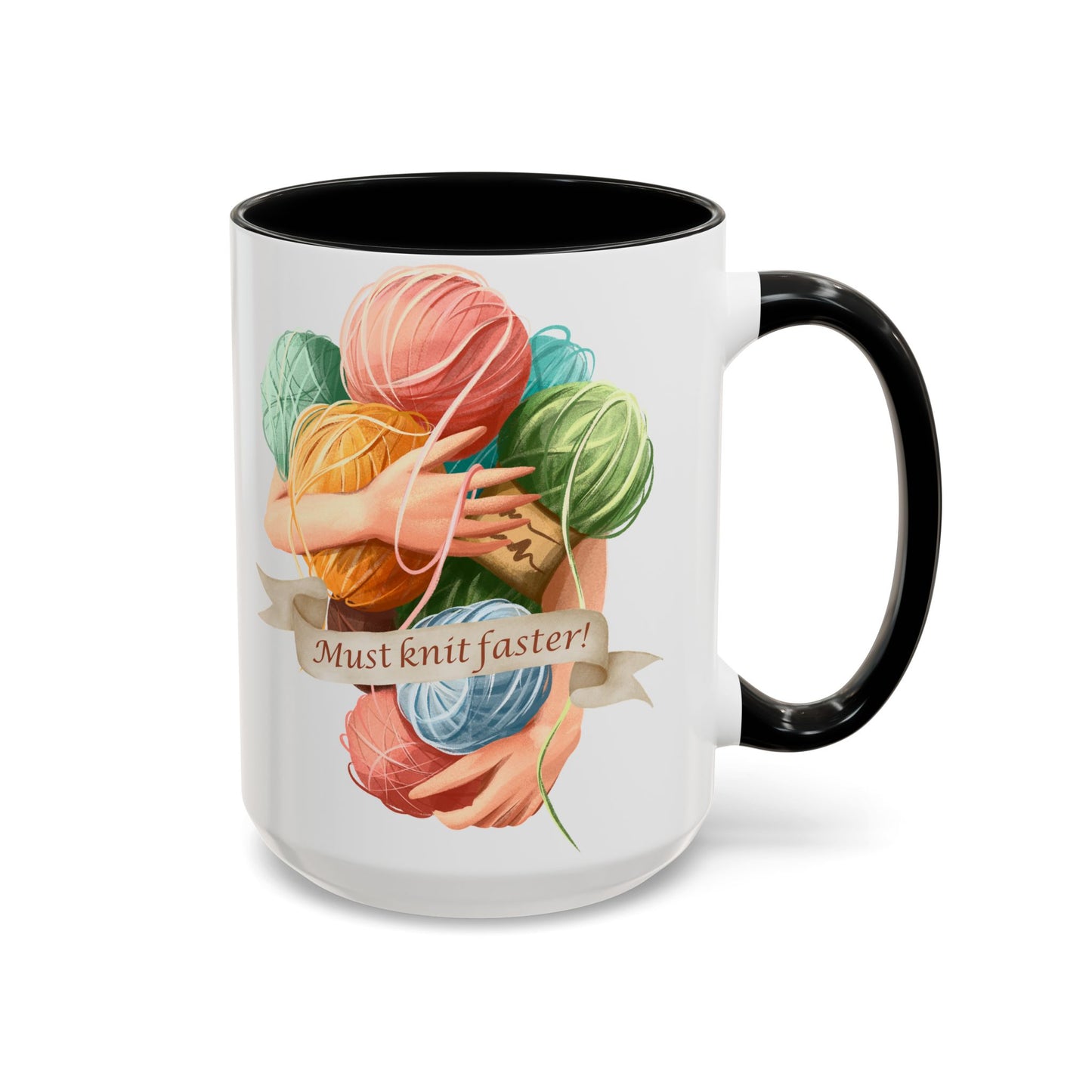 Must Knit Faster Accent Coffee Mug (15oz)