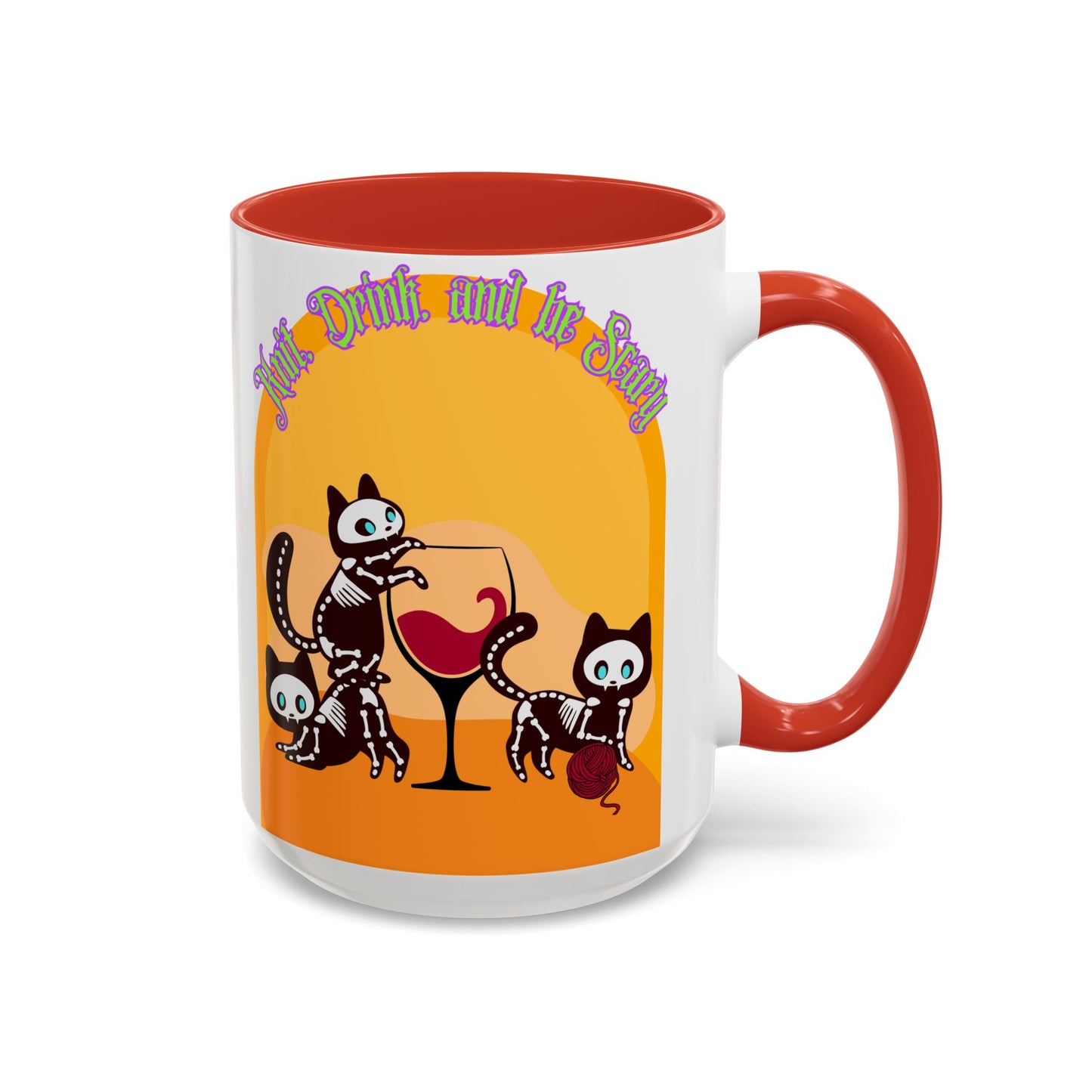 Knit Drink and Be Spooky Accent Coffee Mug (15oz)