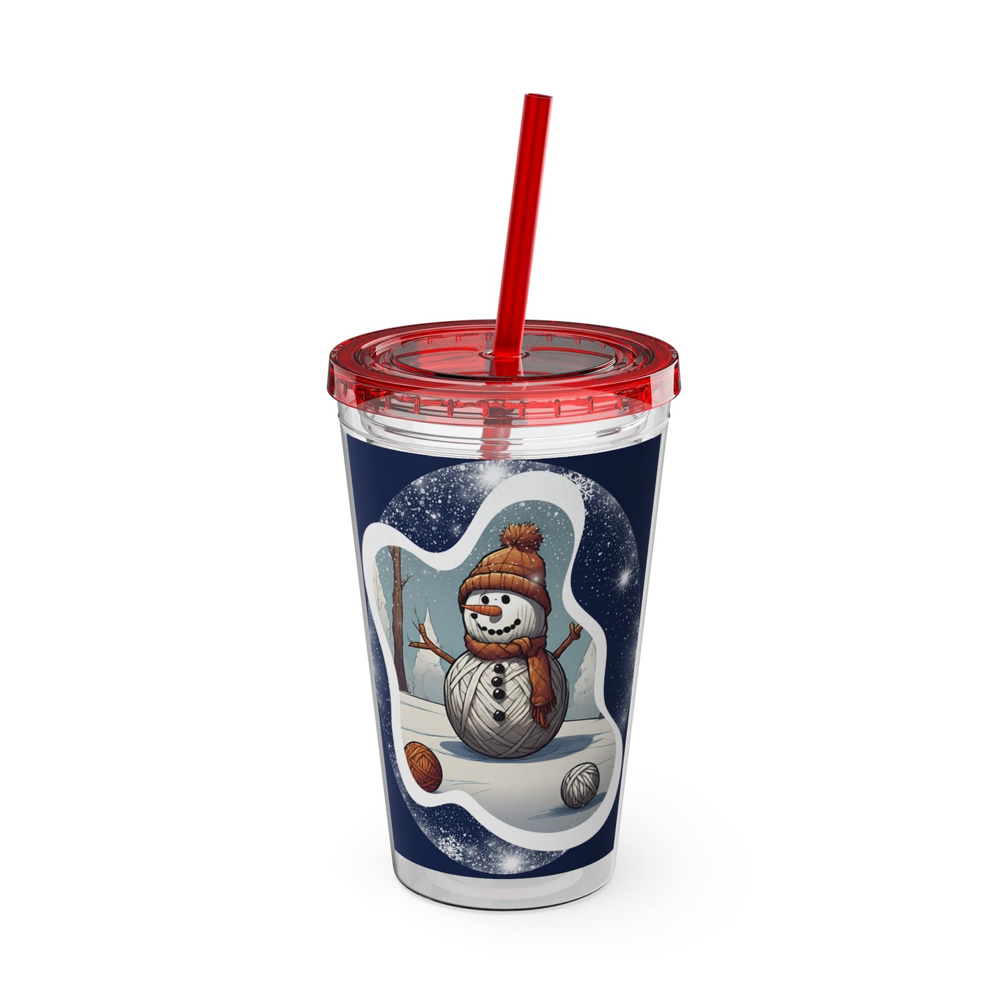 Yarn Snowman Tumbler with Straw, 16oz