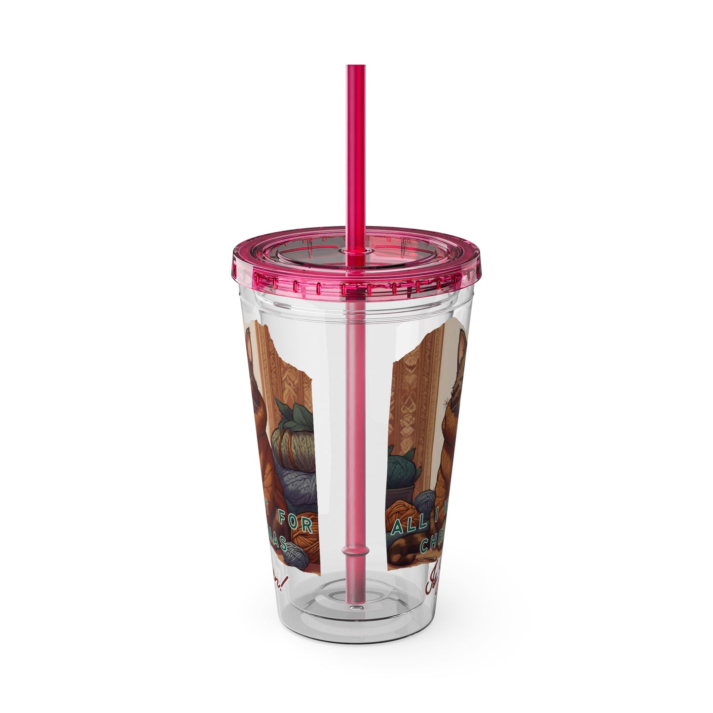 All I want for Christmas is Yarn Tumbler with Straw, 16oz