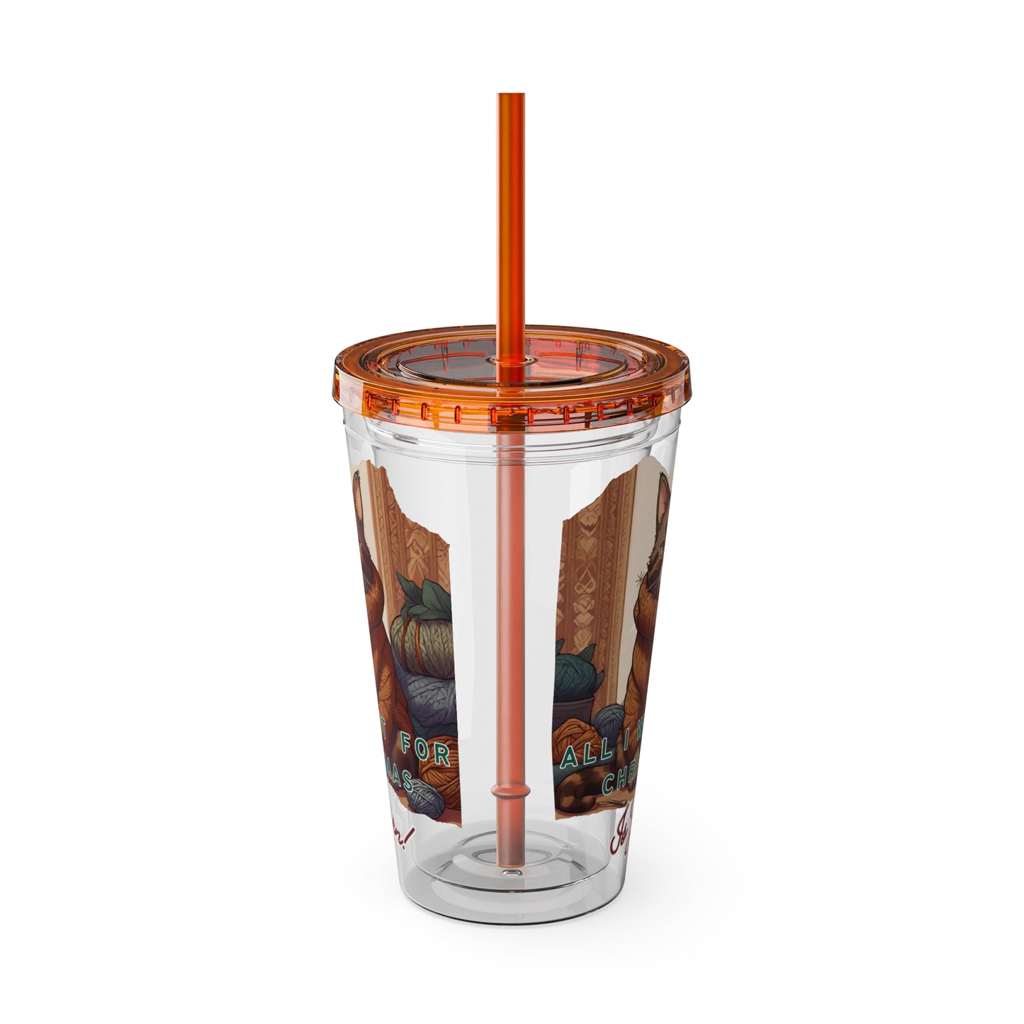 All I want for Christmas is Yarn Tumbler with Straw, 16oz