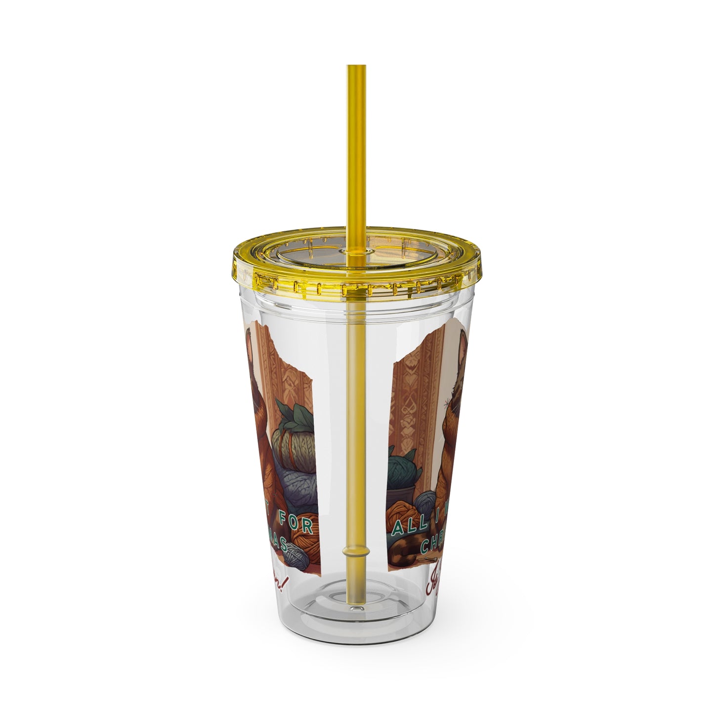 All I want for Christmas is Yarn Tumbler with Straw, 16oz