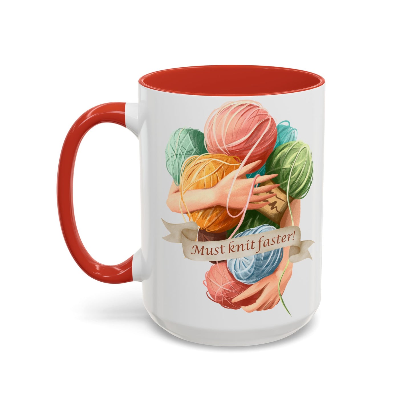 Must Knit Faster Accent Coffee Mug (15oz)