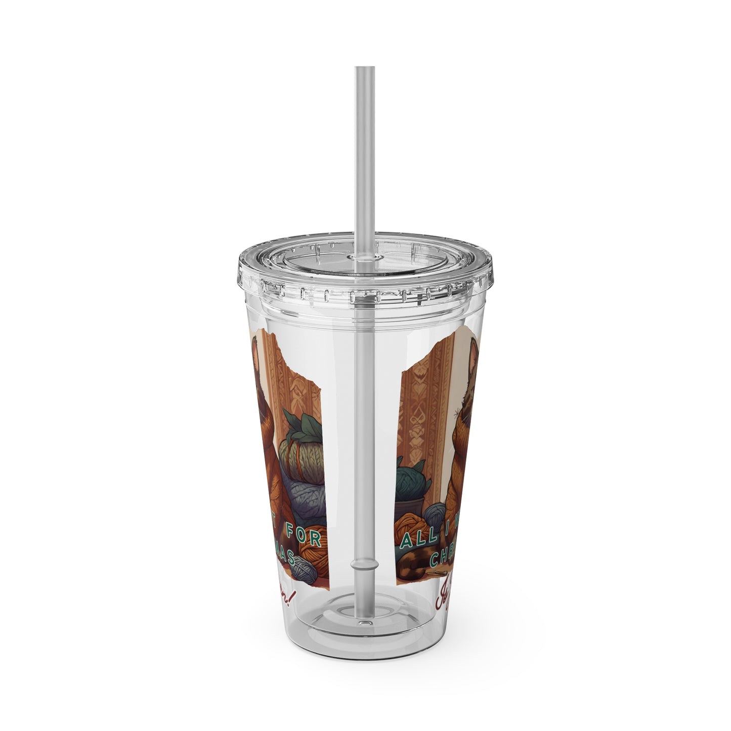 All I want for Christmas is Yarn Tumbler with Straw, 16oz