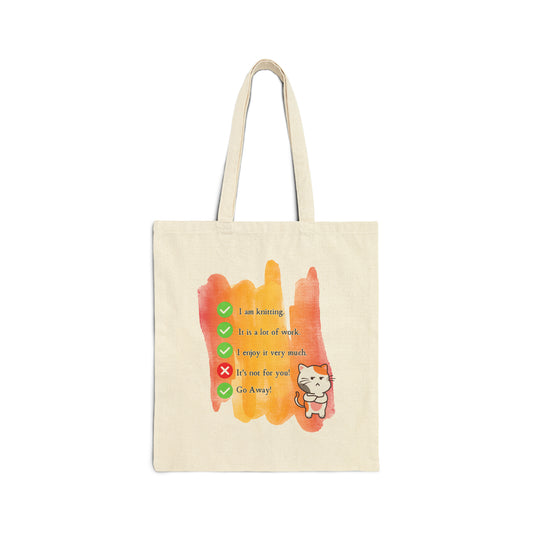 Yes I am Knitting Cotton Tote Bag