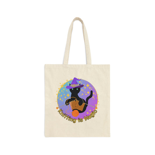 Knitting Is Magic Cotton Canvas Tote Bag
