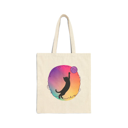 Cat With Yarn Canvas Tote Bag