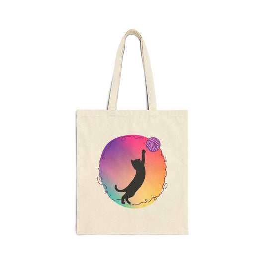 Cat With Yarn Canvas Tote Bag