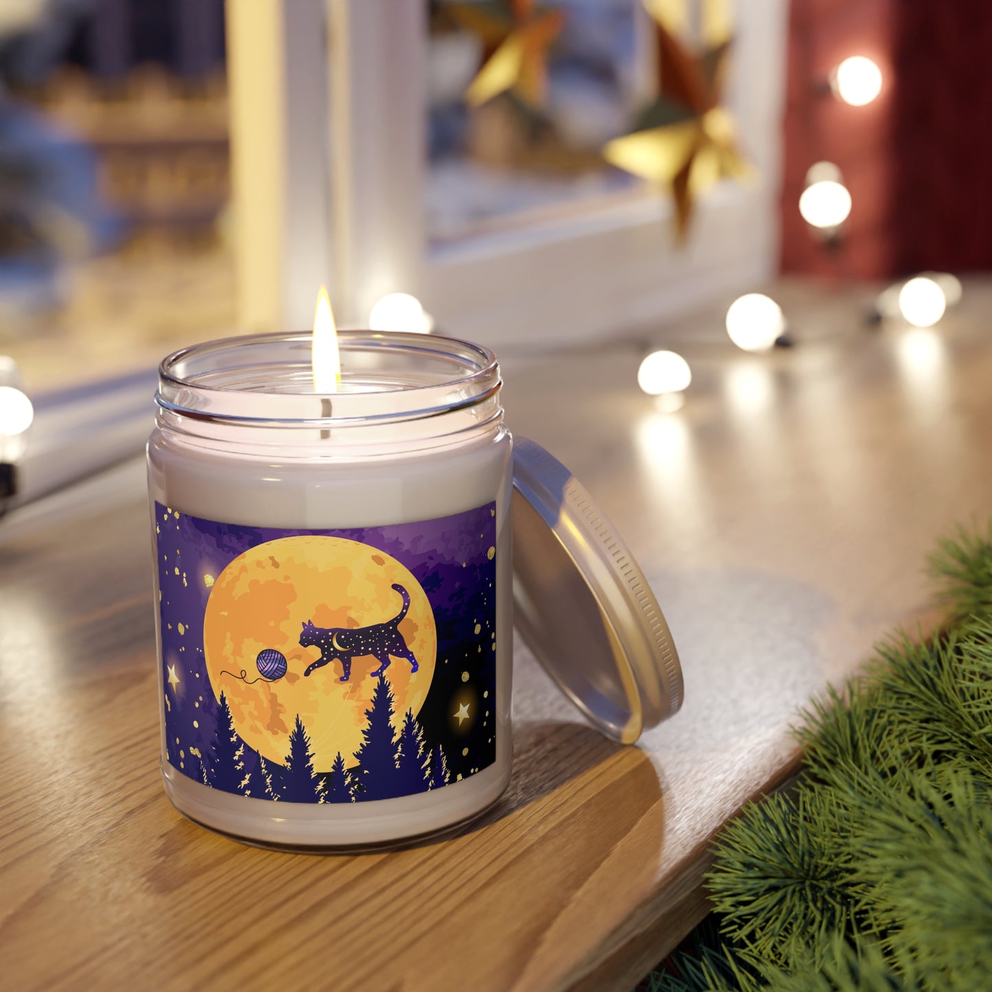 Star Cat Scented Soy Candles with White Lid, 9oz
