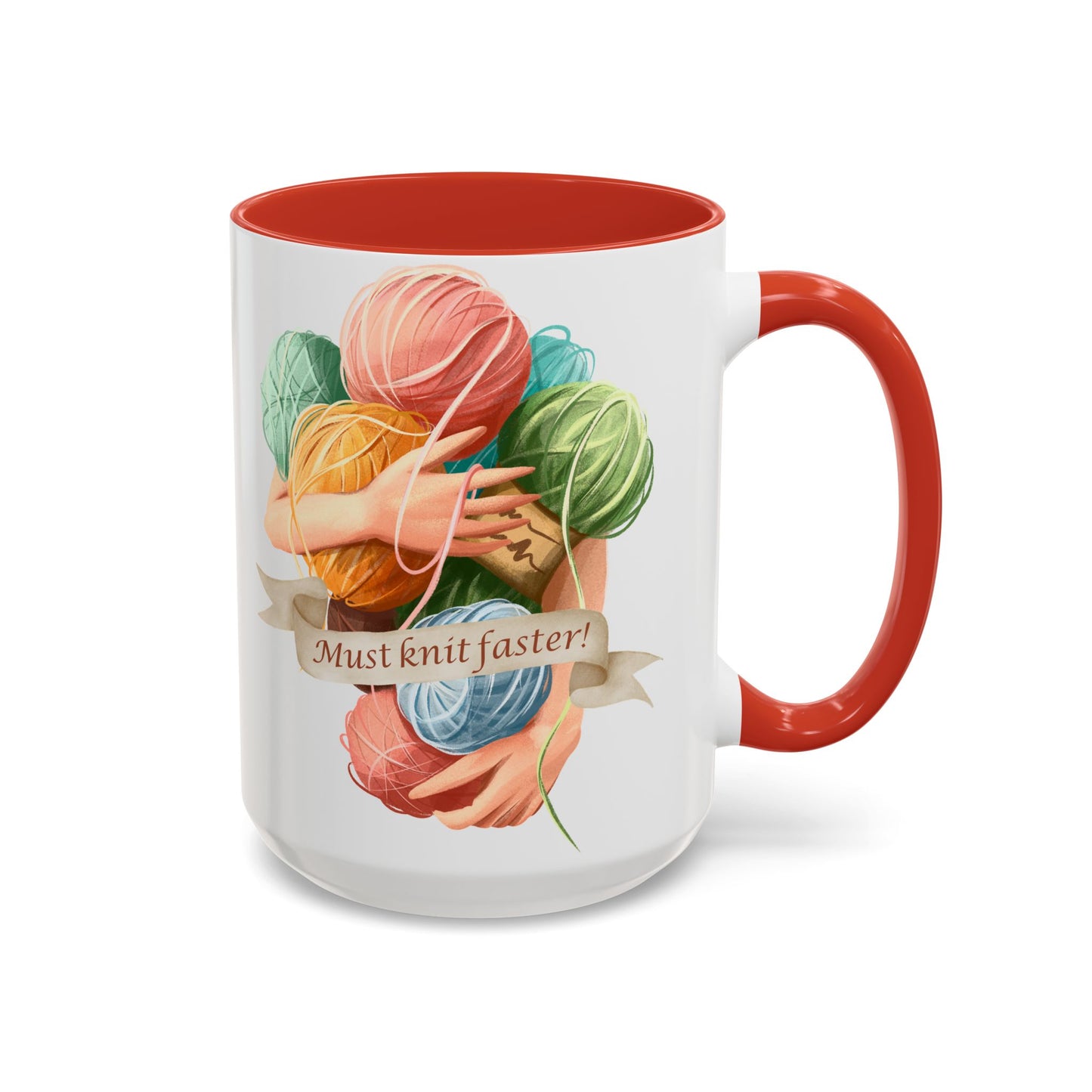 Must Knit Faster Accent Coffee Mug (15oz)