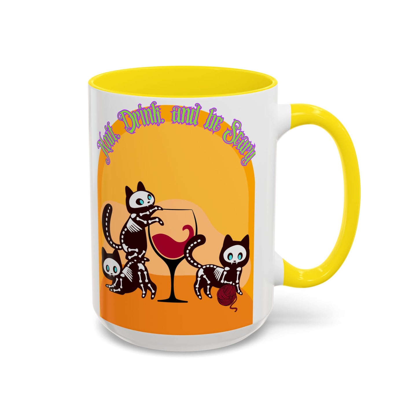 Knit Drink and Be Spooky Accent Coffee Mug (15oz)