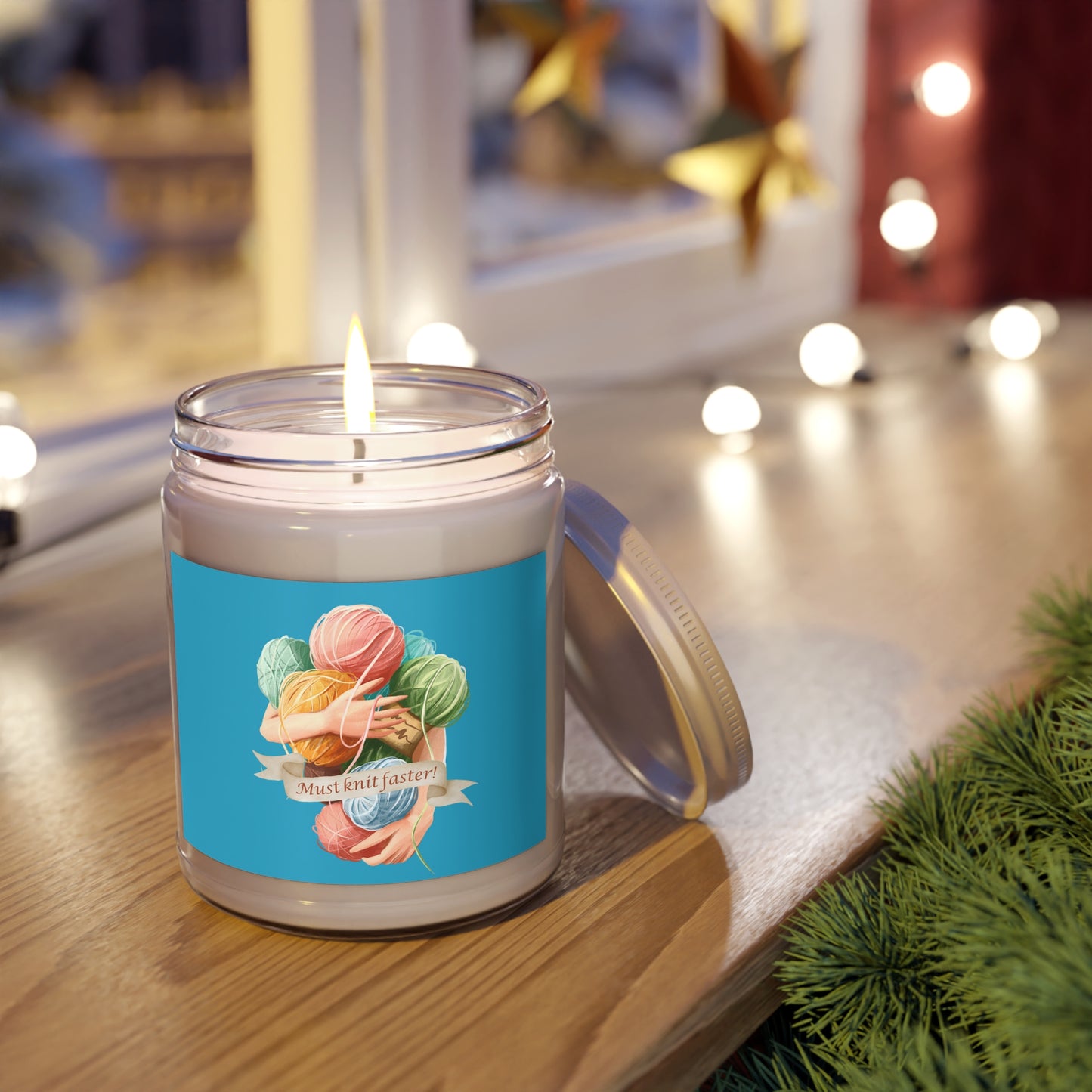 Must Knit Faster Scented Soy Candles with White Lid, 9oz