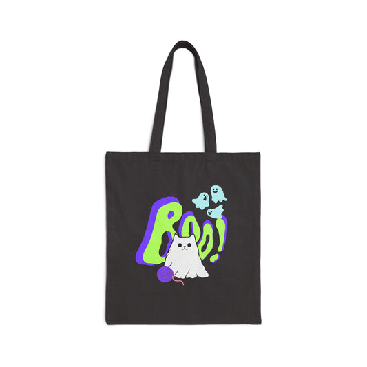 Boo Kitty Cotton Canvas Tote Bag