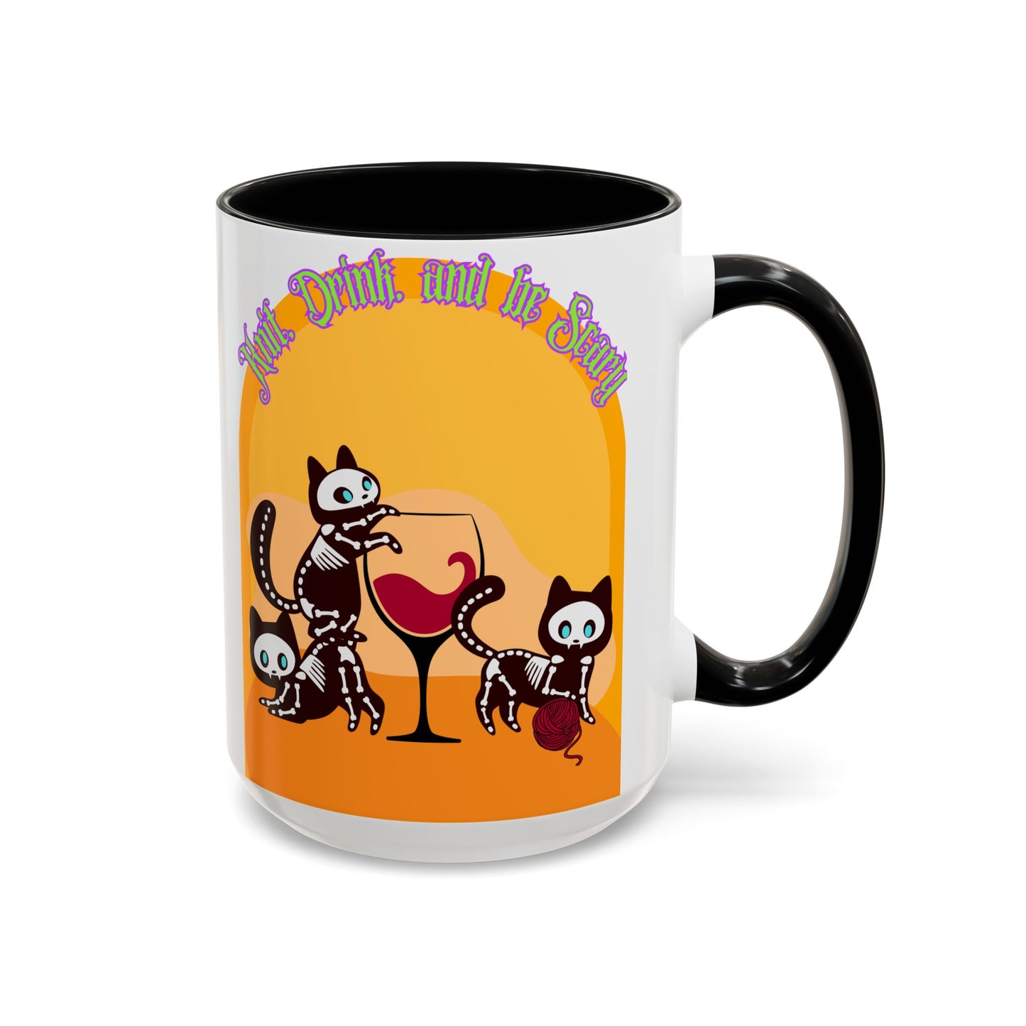 Knit Drink and Be Spooky Accent Coffee Mug (15oz)