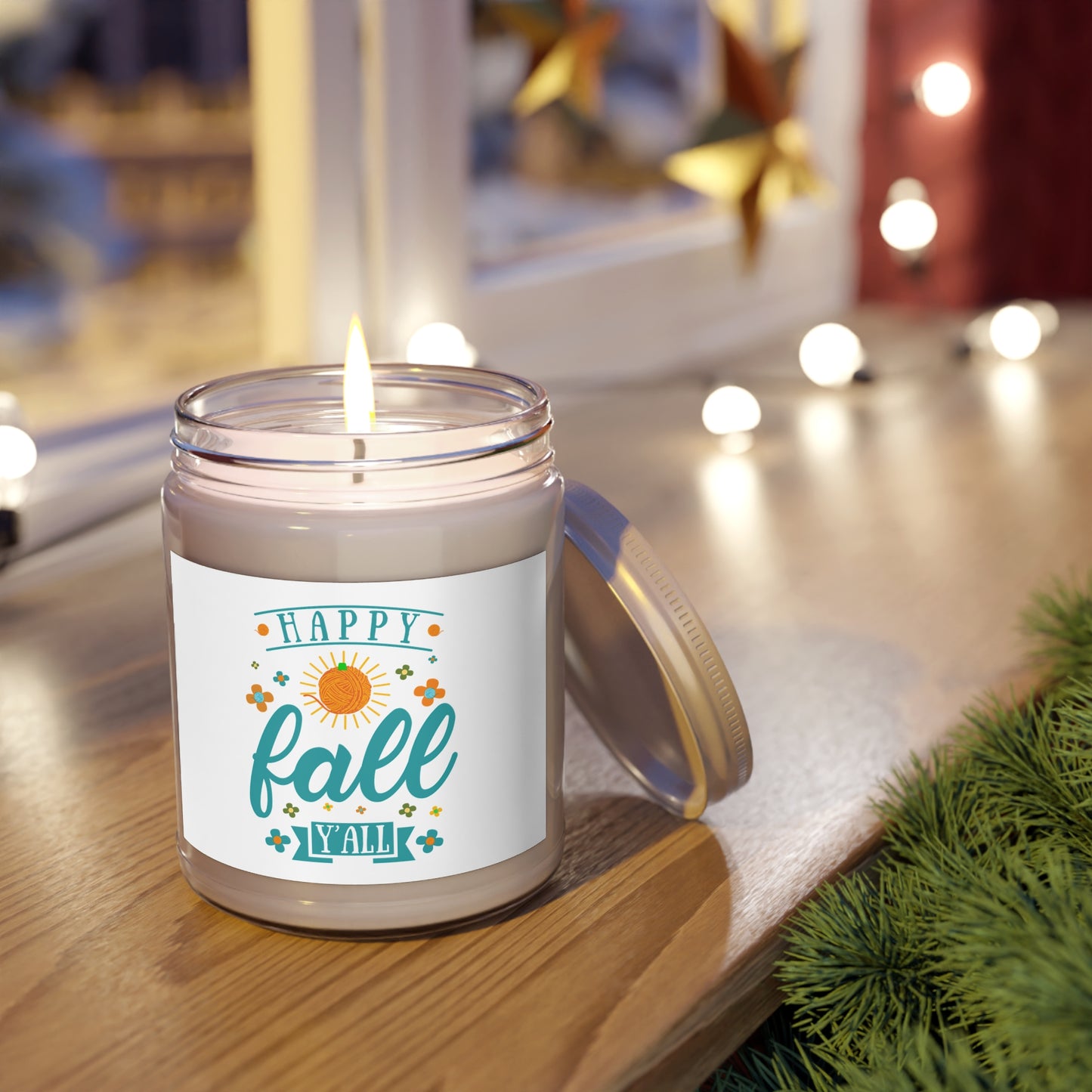 Happy Fall Scented Soy Candles with White Lid, 9oz