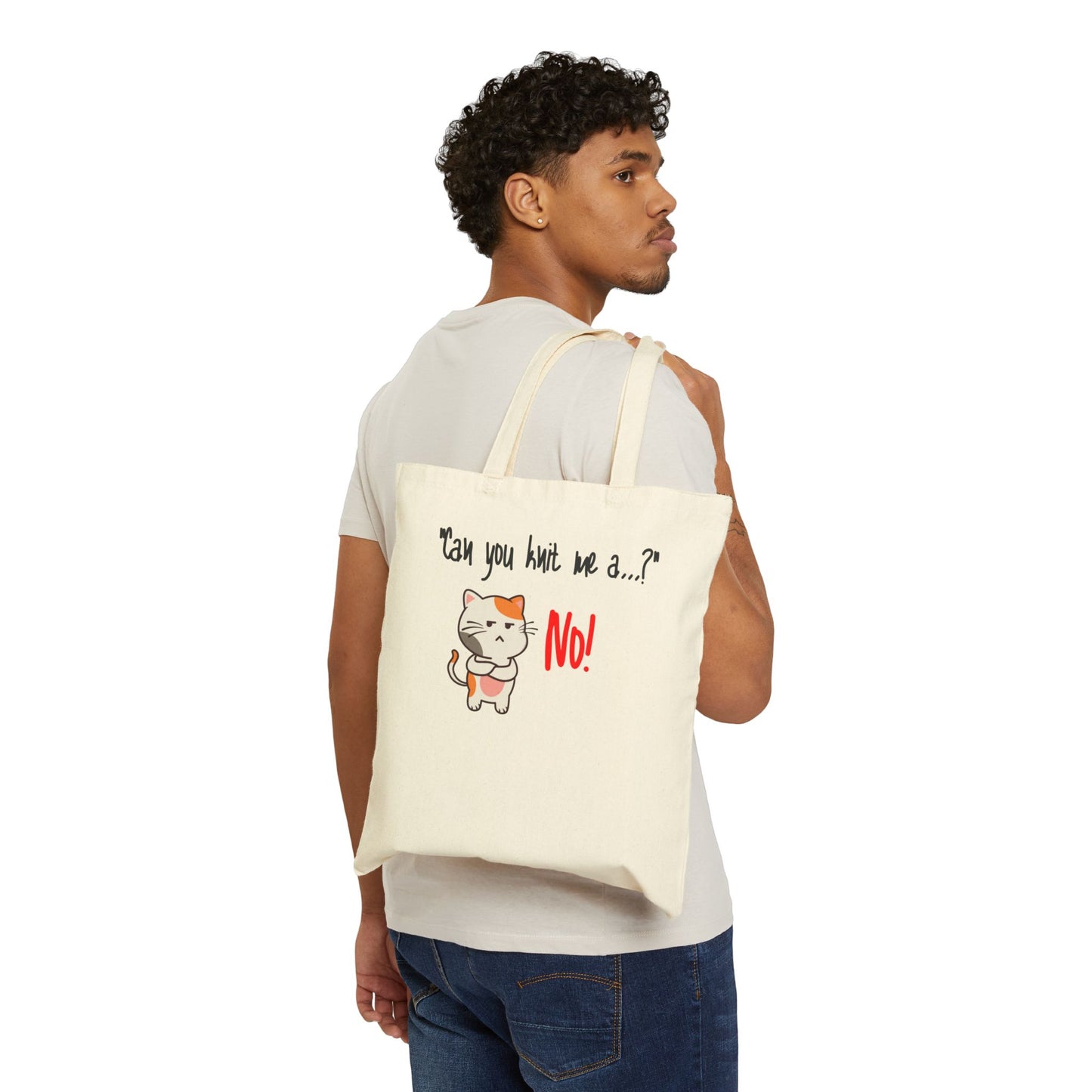 Can you knit me a... Cotton Canvas Tote Bag