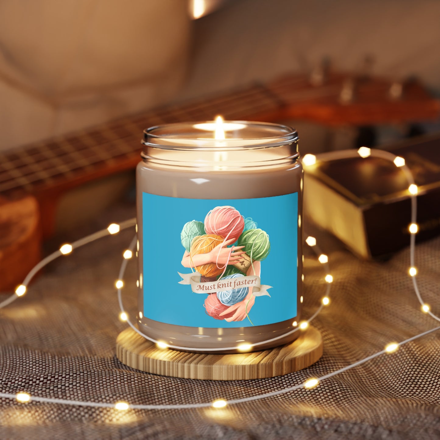 Must Knit Faster Scented Soy Candles with White Lid, 9oz