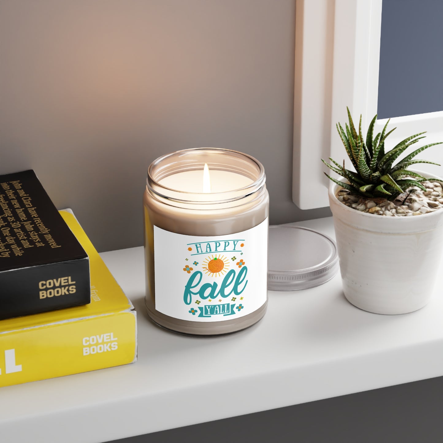Happy Fall Scented Soy Candles with White Lid, 9oz