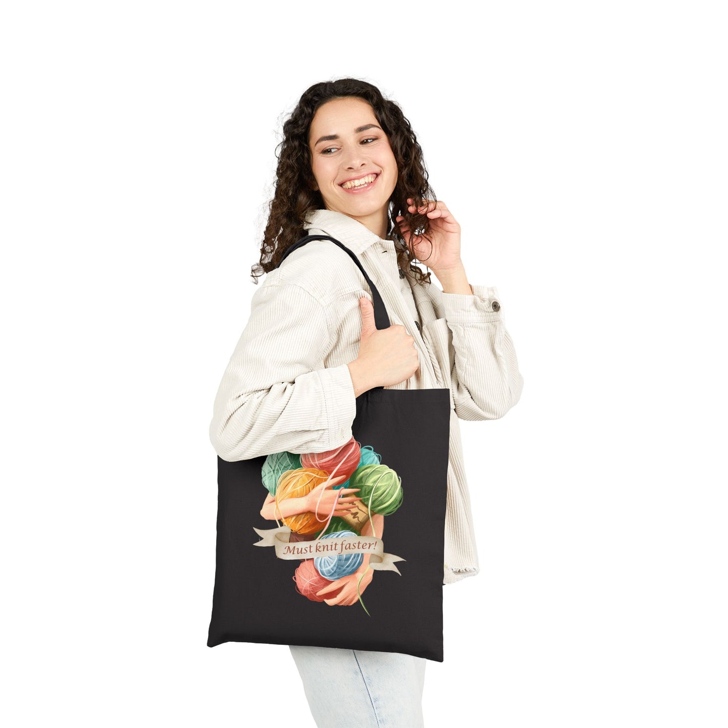 Must Knit Faster Canvas Tote Bag