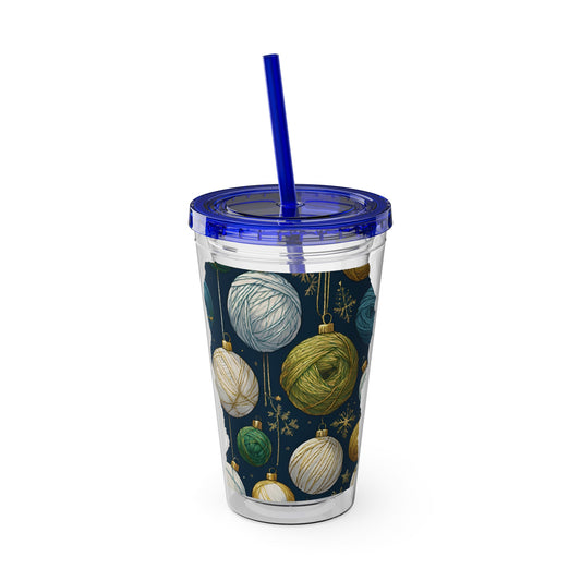 Yarn Wrapping Paper Tumbler with Straw, 16oz