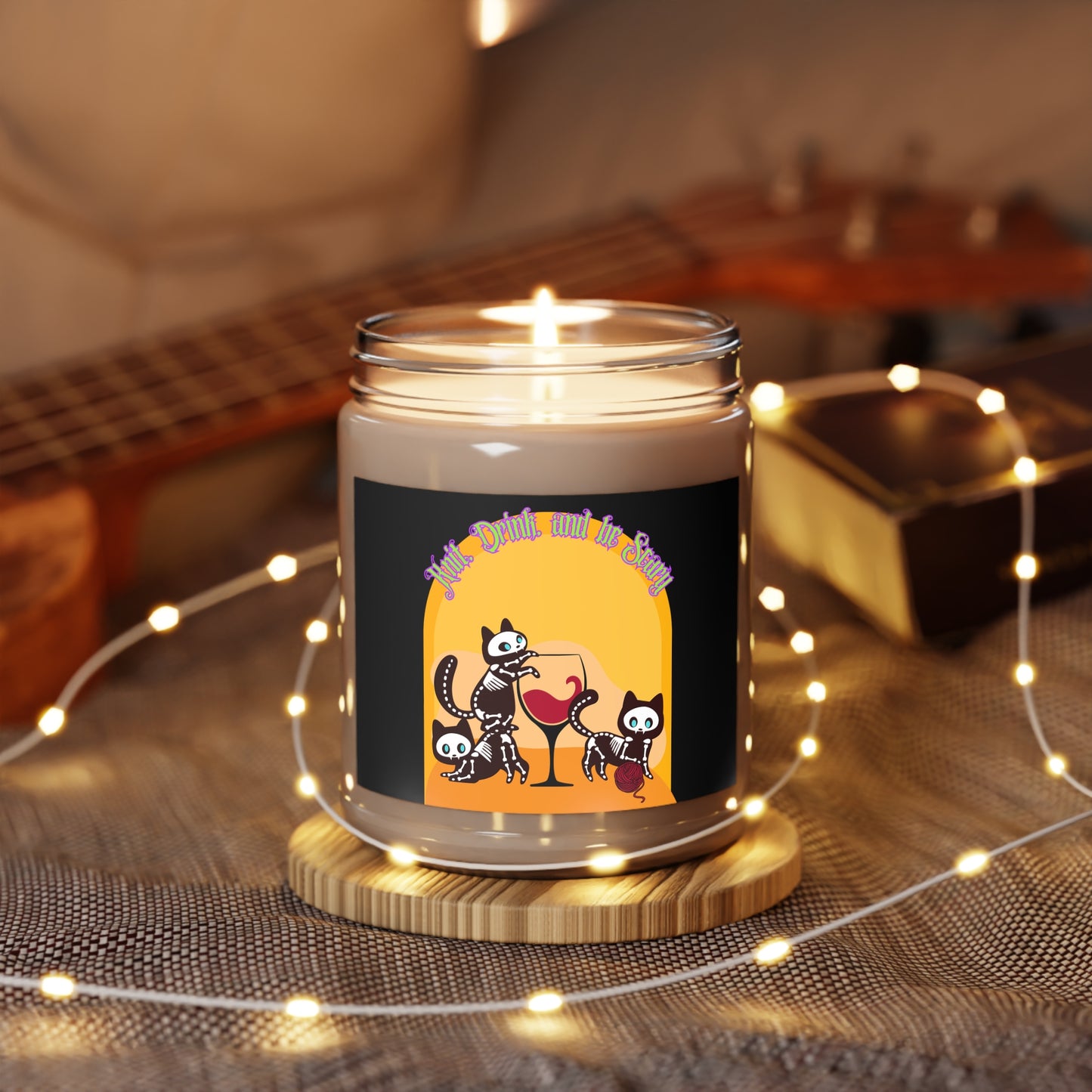 Knit Drink and Be Scary Scented Soy Candles with White Lid, 9oz