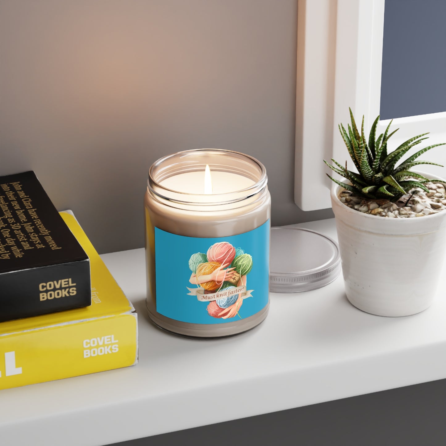 Must Knit Faster Scented Soy Candles with White Lid, 9oz