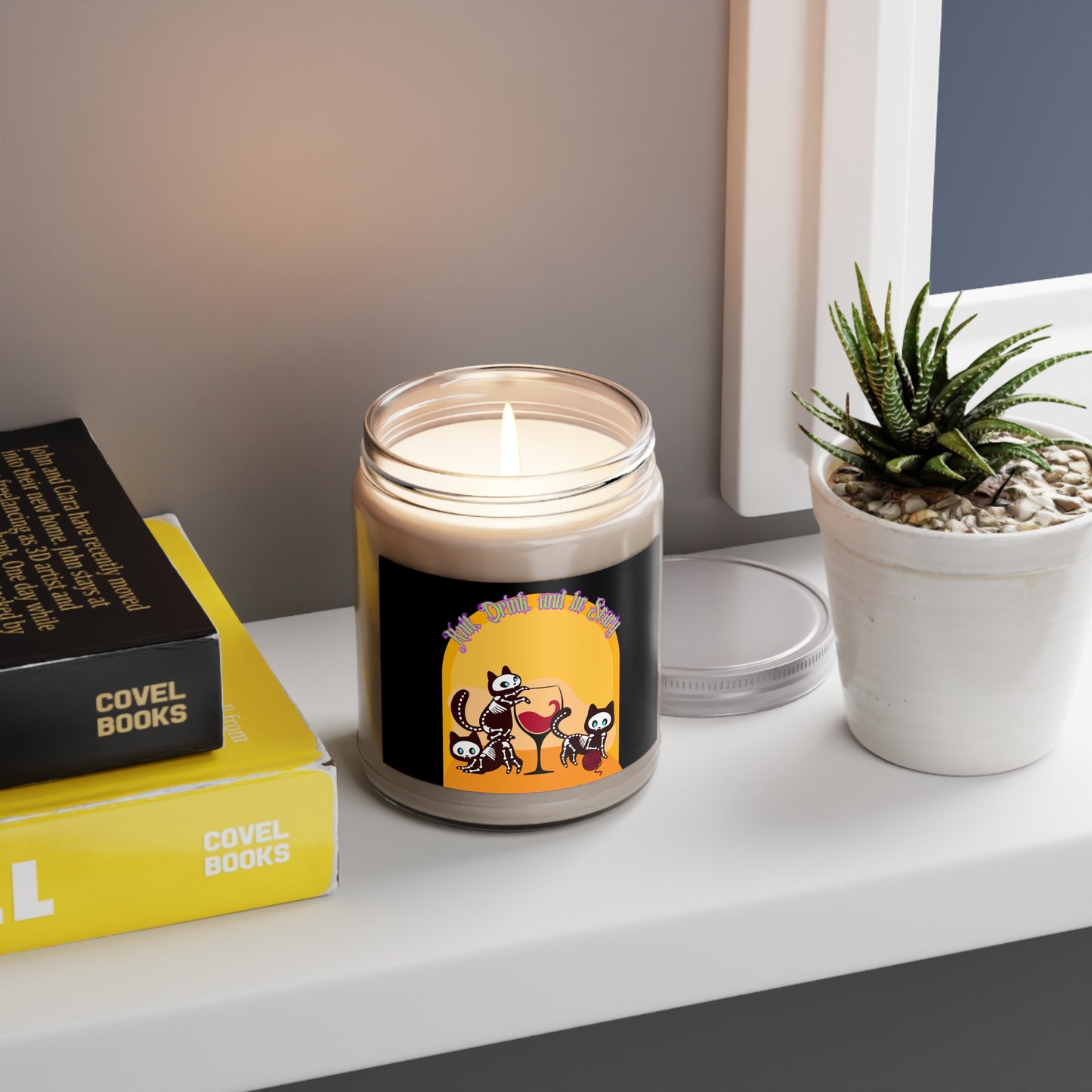 Knit Drink and Be Scary Scented Soy Candles with White Lid, 9oz