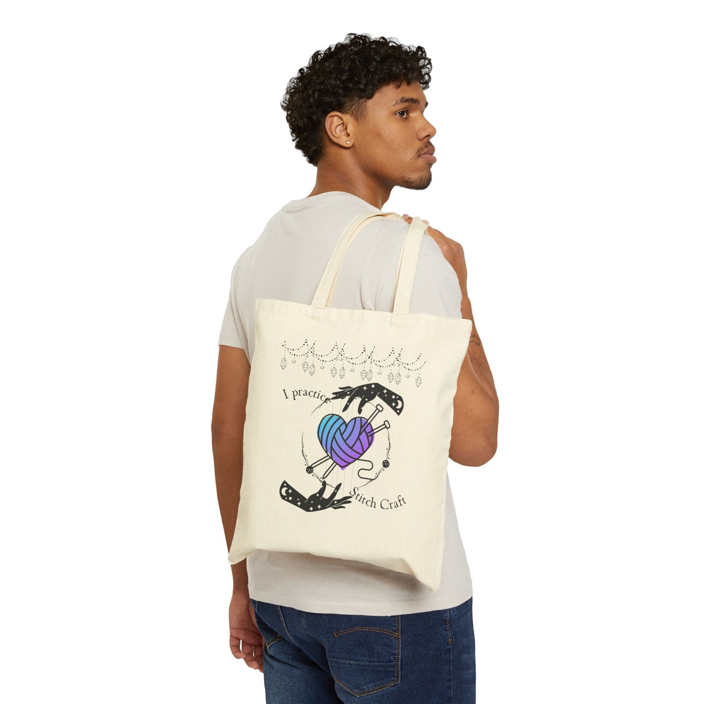Stitch Craft Knitting Cotton Canvas Tote Bag