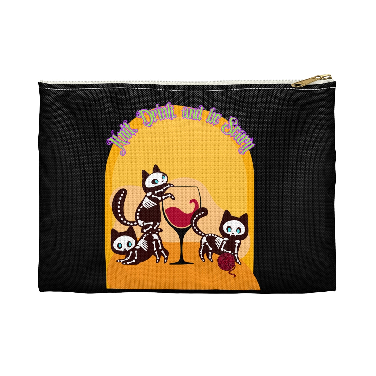 Knit Drink and Be Scary Accessory Pouch