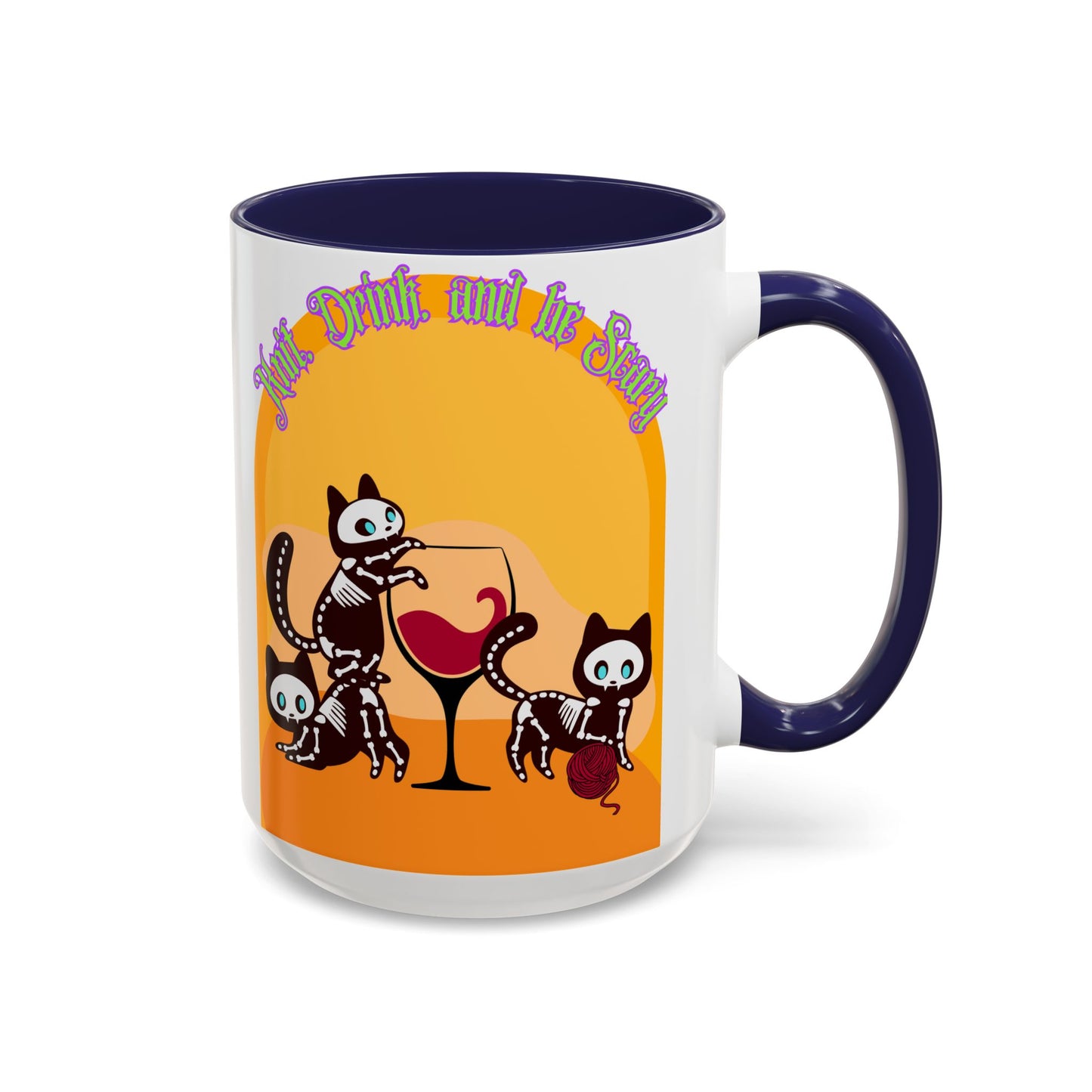 Knit Drink and Be Spooky Accent Coffee Mug (15oz)
