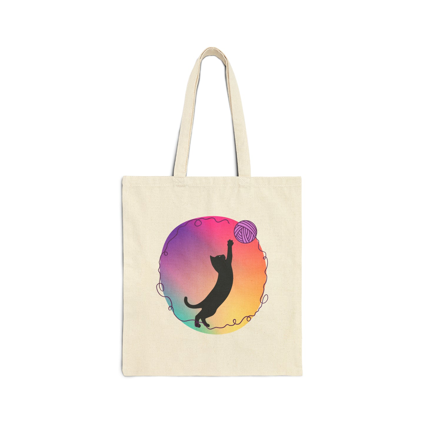 Cat With Yarn Canvas Tote Bag