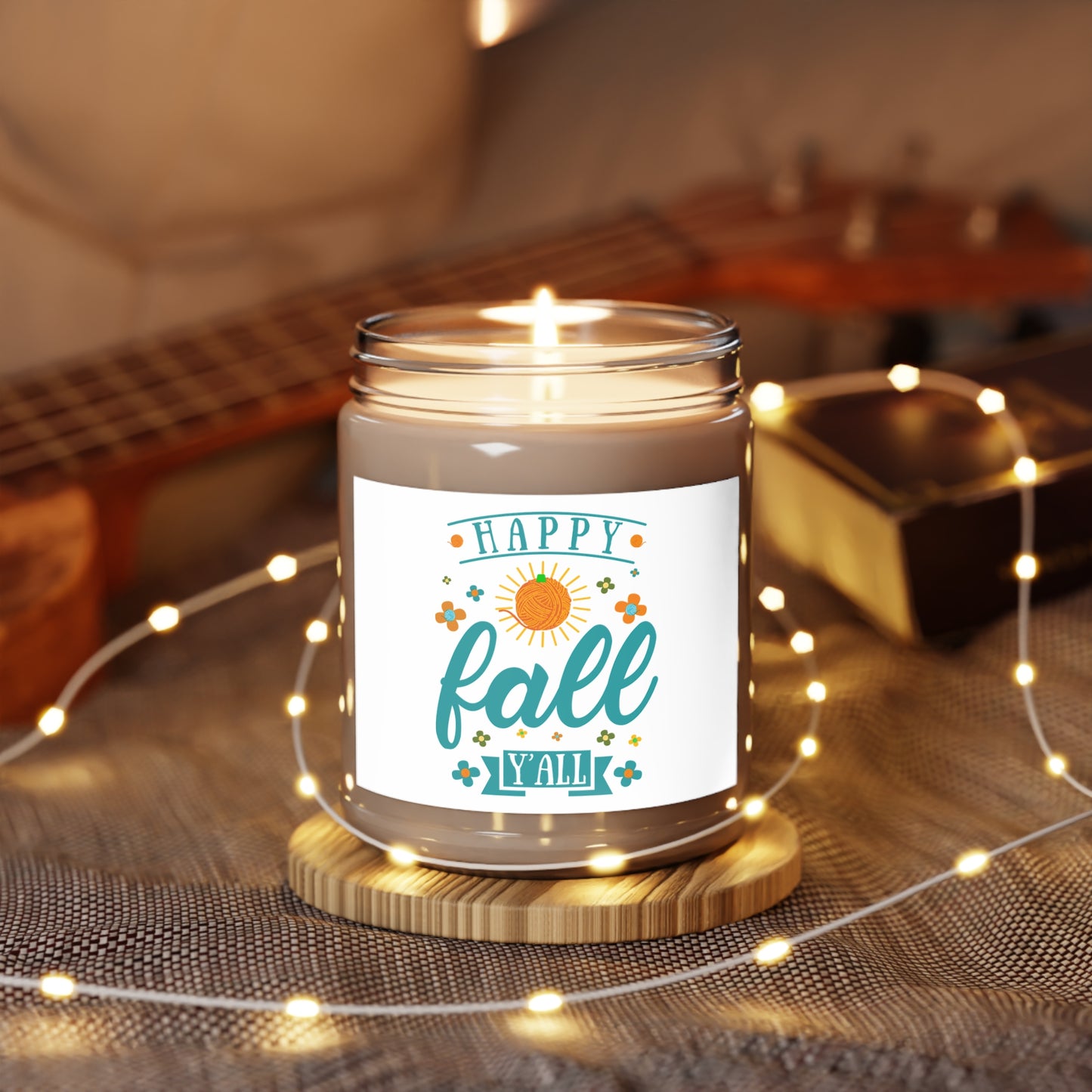Happy Fall Scented Soy Candles with White Lid, 9oz