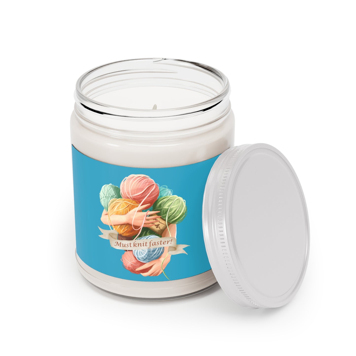 Must Knit Faster Scented Soy Candles with White Lid, 9oz