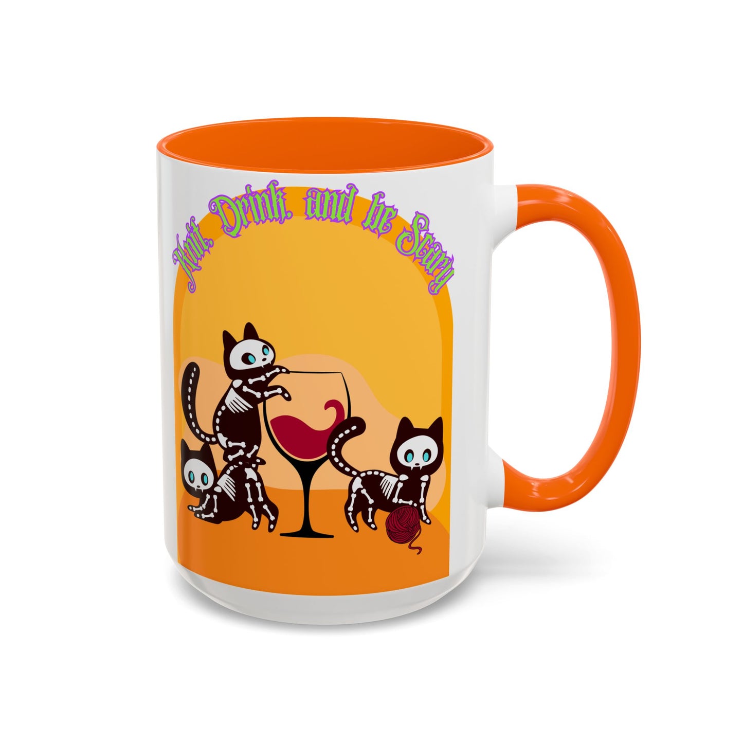 Knit Drink and Be Spooky Accent Coffee Mug (15oz)