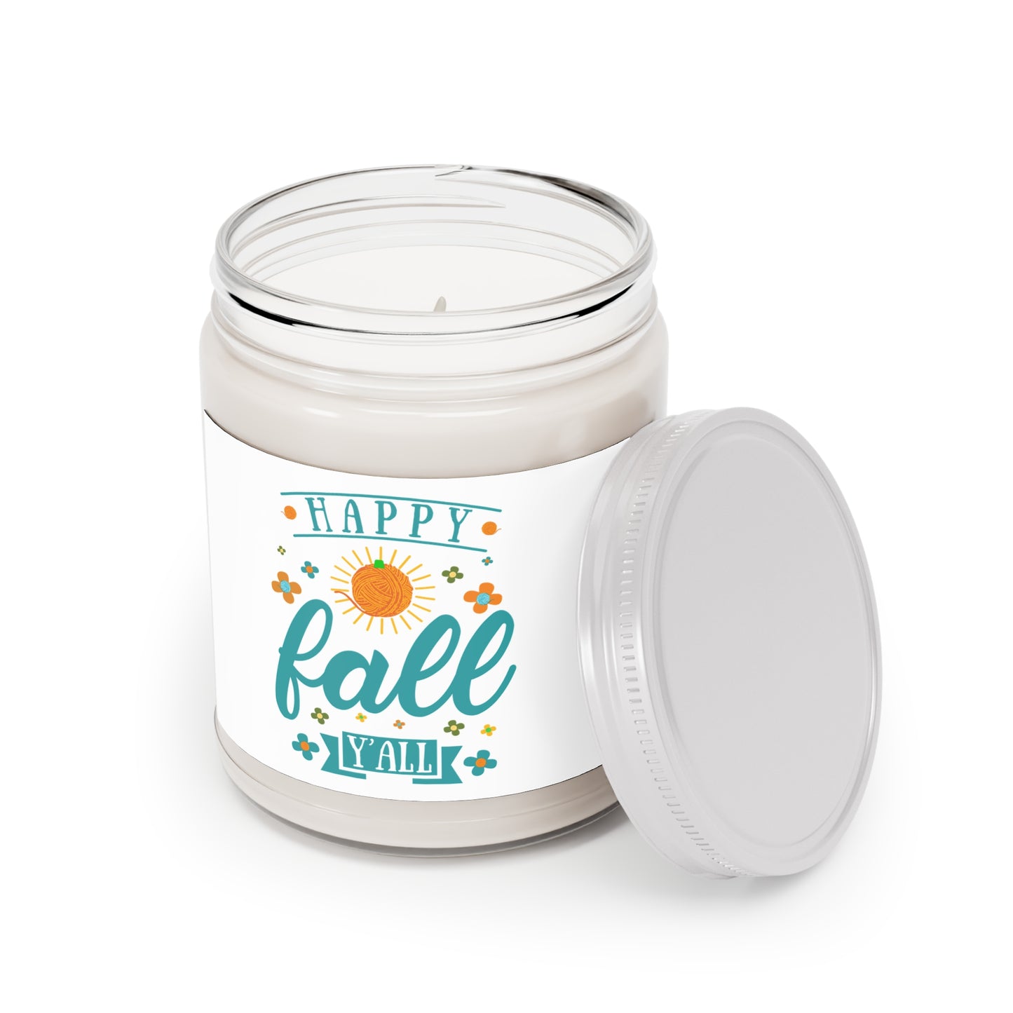 Happy Fall Scented Soy Candles with White Lid, 9oz