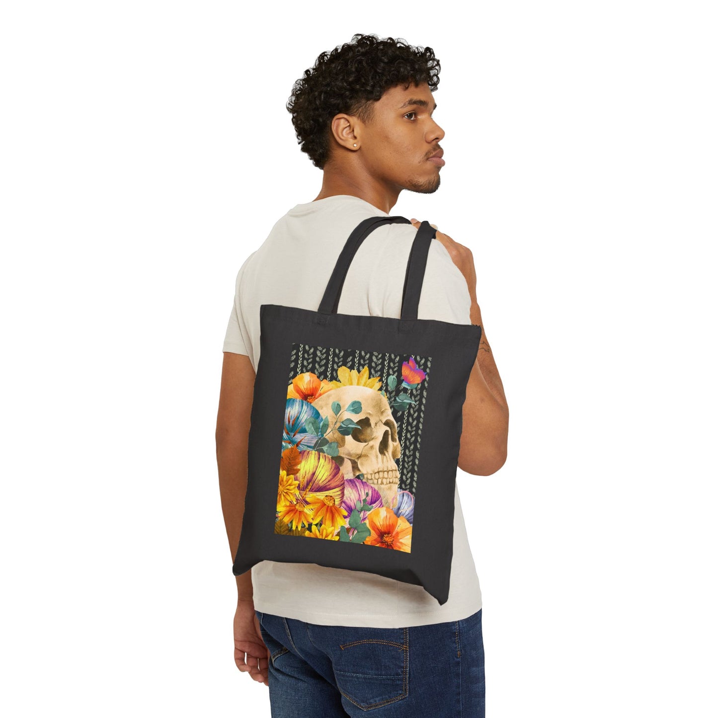 Spooky Florals Cotton Canvas Tote Bag