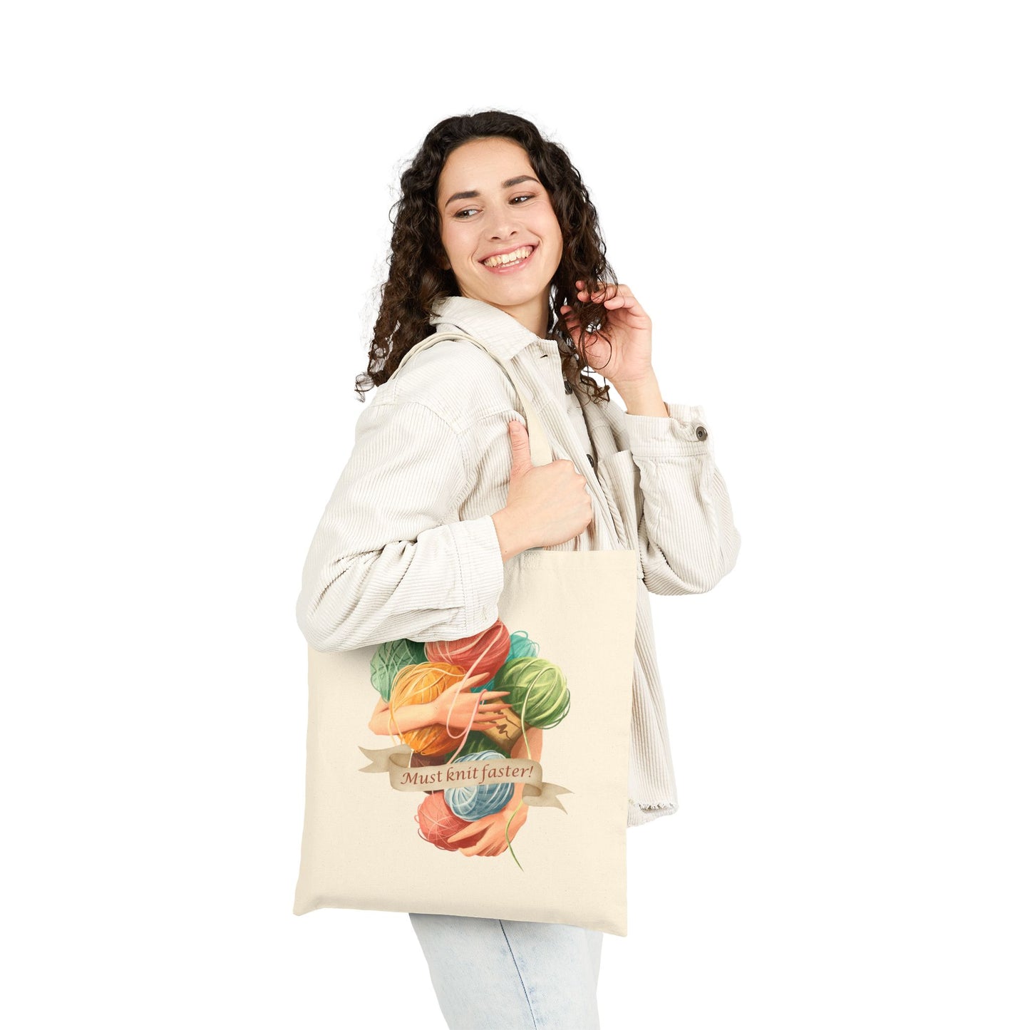 Must Knit Faster Canvas Tote Bag