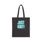 Just Knit Blue Cotton Canvas Tote Bag
