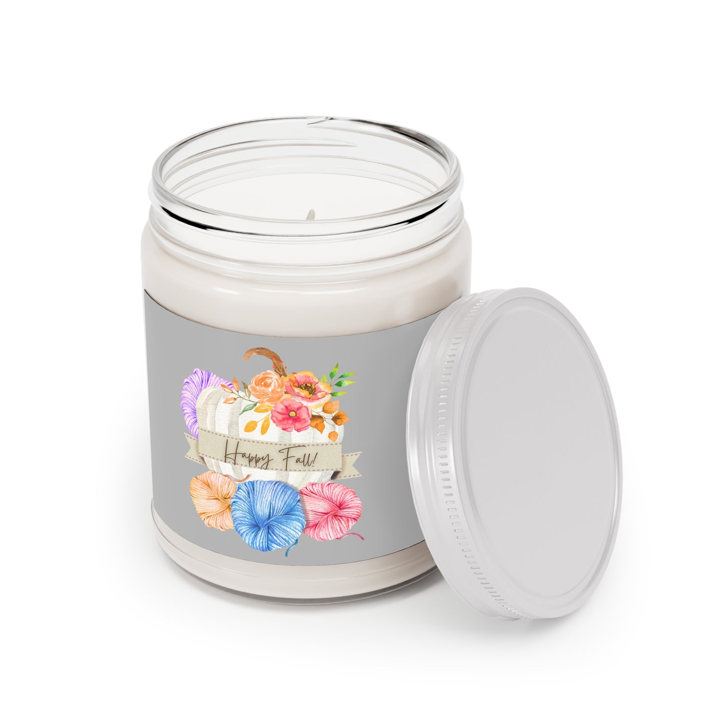Cozy Autumn Scented Soy Candles with White Lid, 9oz