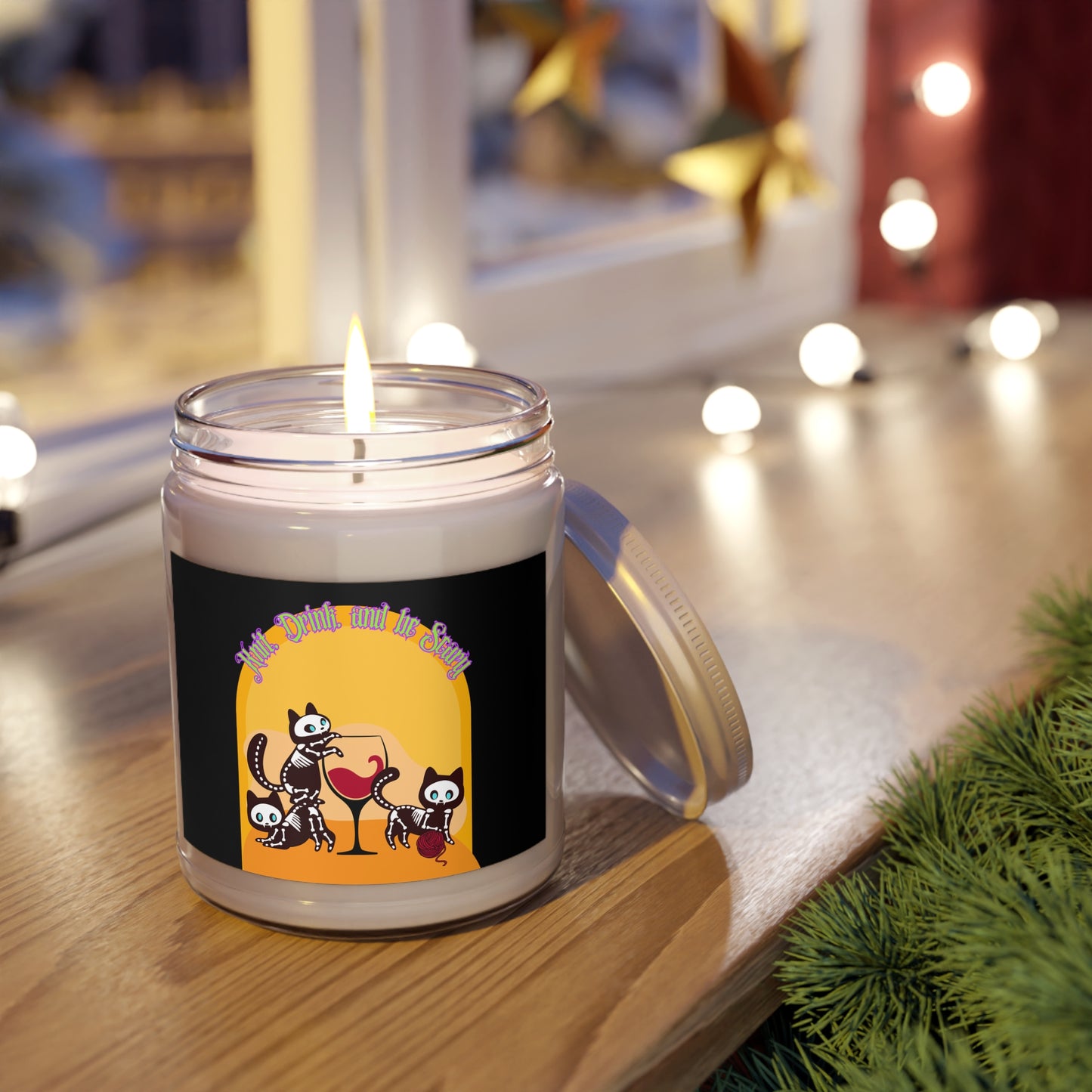 Knit Drink and Be Scary Scented Soy Candles with White Lid, 9oz